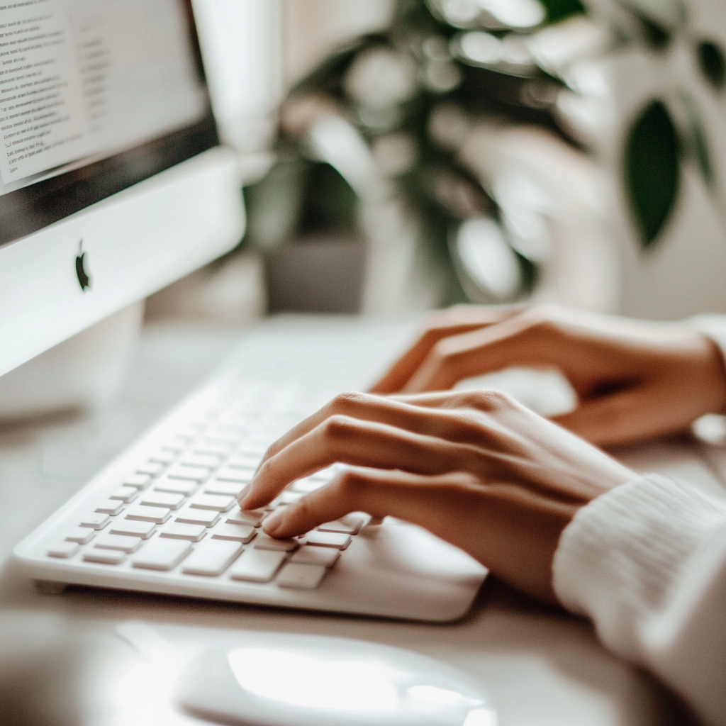 hands typing on a computer keyboard